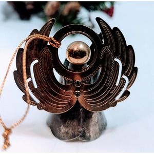 Vintage Silver Plate and Brass Christmas Angel Ornament Lute